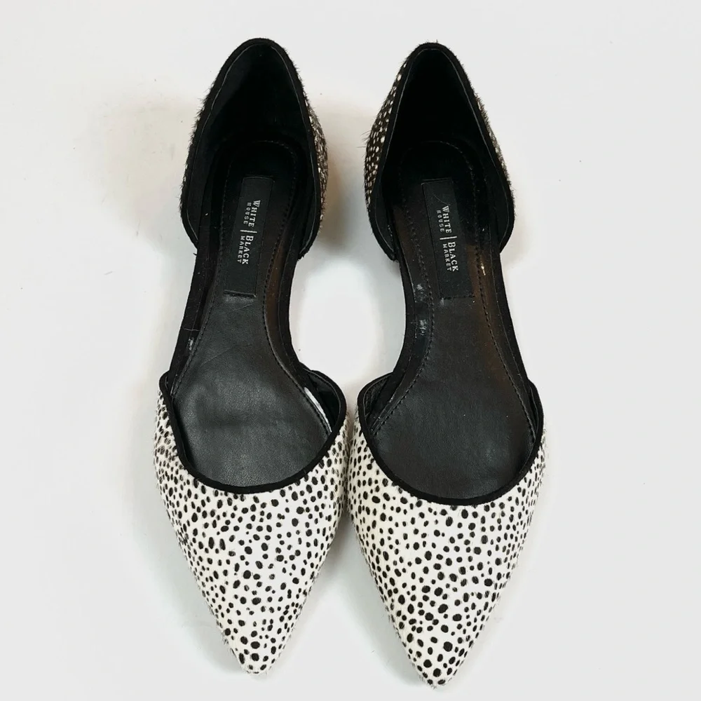 WHBM CALF HAIR SPOTTED POINTED TOE FLATS